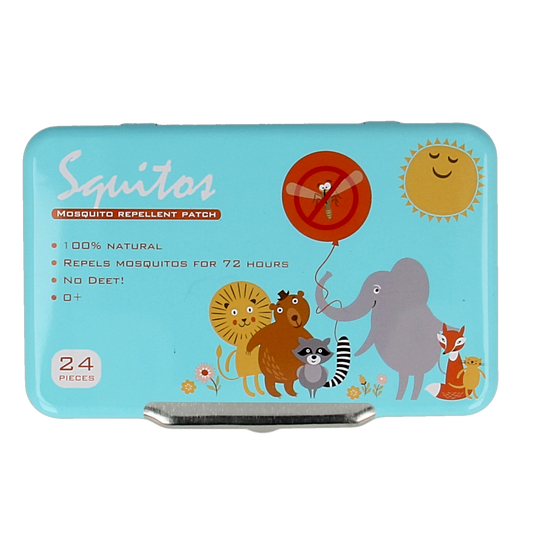 Squitos Lemon Eucalyptus Citronella Geurstickers for insect bites and mosquito protection, pack of 24 stickers, natural scent.