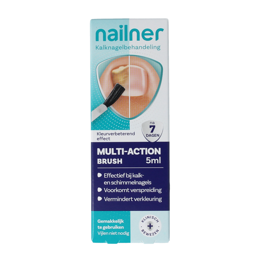 Nailner 2-in-1 hand care brush with 5ml for nail and cuticle treatment, featuring a compact design and dual-action applicator.