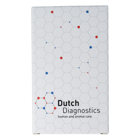 Testjezelf.nu COVID-19 testset for cats and dogs, showing two self-testing kits with swabs and test devices.
