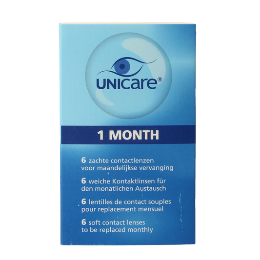 Unicare contact lenses -5.25 diopters, pack of 6, for vision correction, displayed in a clear blister pack
