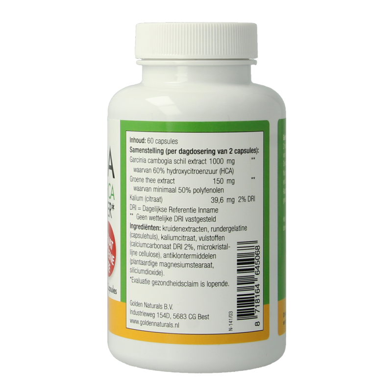Natusor Garcinia cambogia 60% HCA vetverbrander 60 Capsules