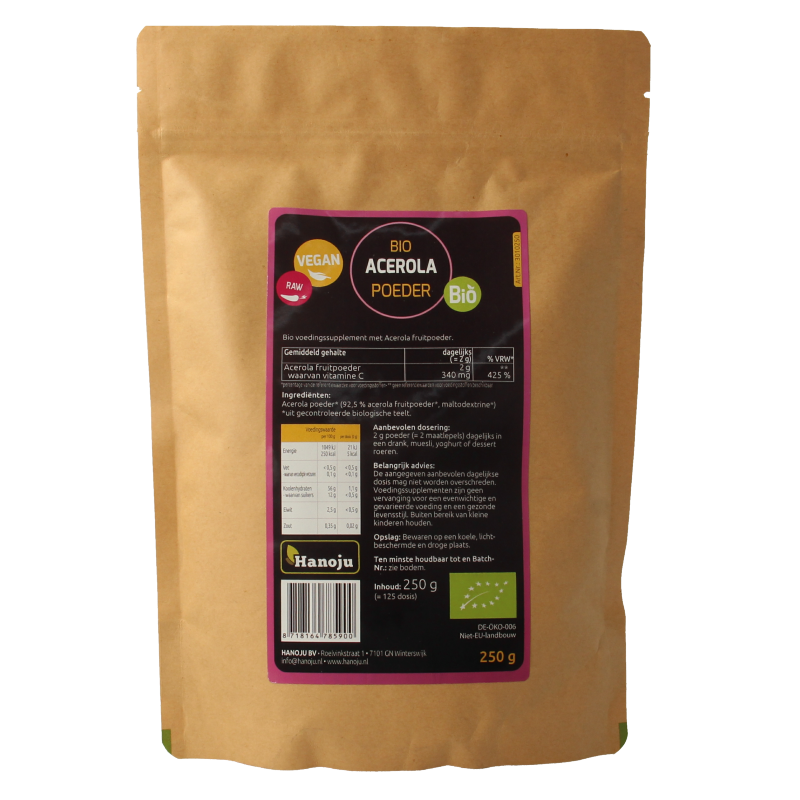Hanoju Acerola poeder bio 250 Gram