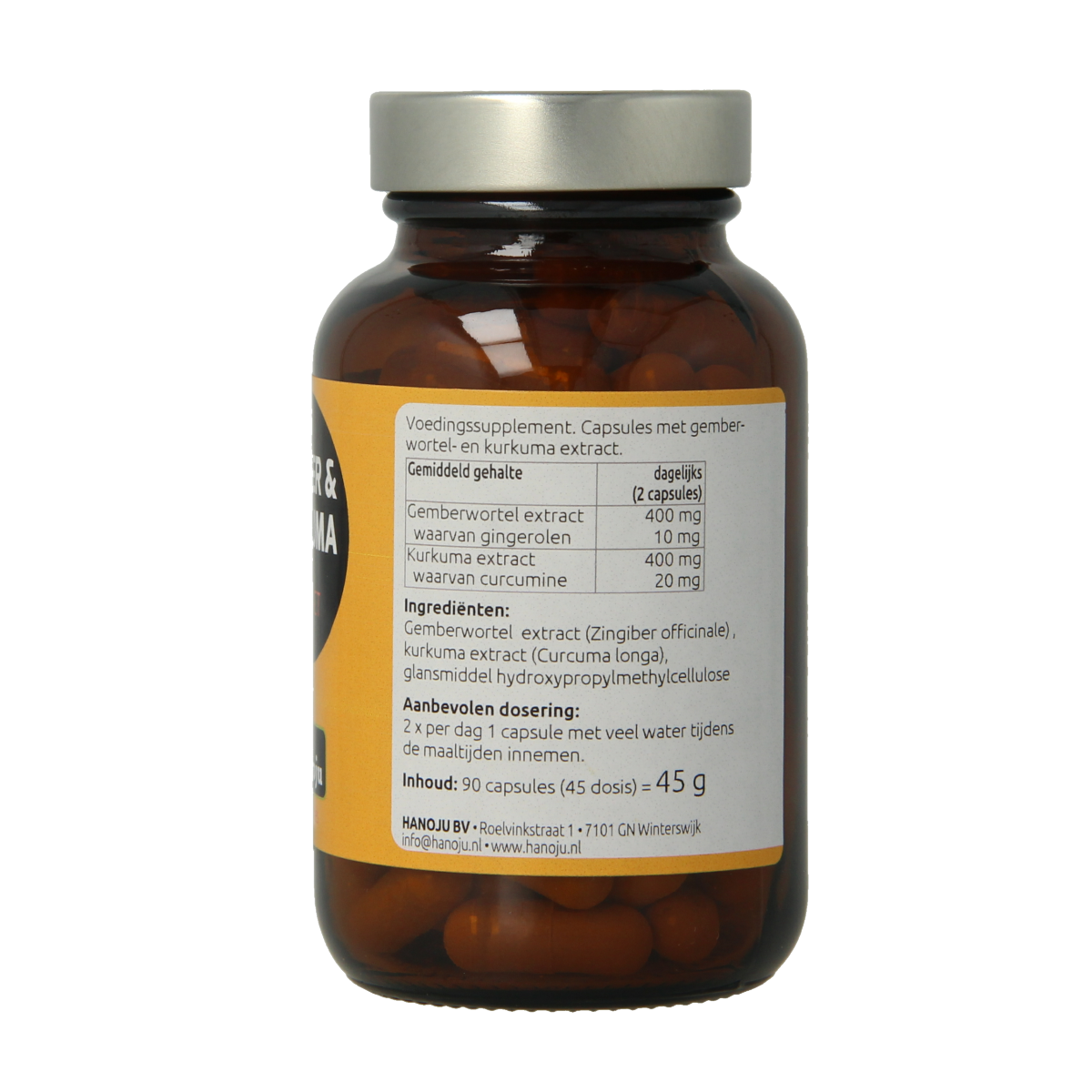 Hanoju Gember & kurkuma extract 90.00 Vegetarische capsules