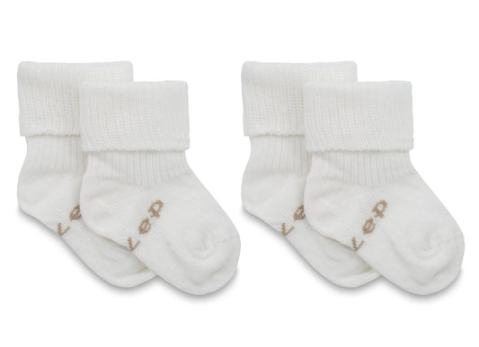 KipKep Blijf baby sokjes 6-12 mnd offwhite/wit 2 Paar