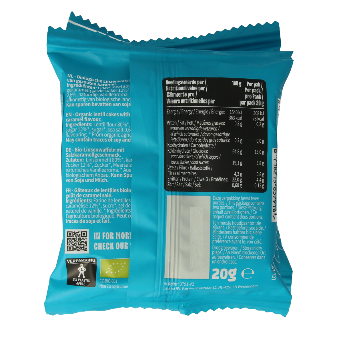 Leev Lovely lentil cakes caramel bio 60.00 Gram