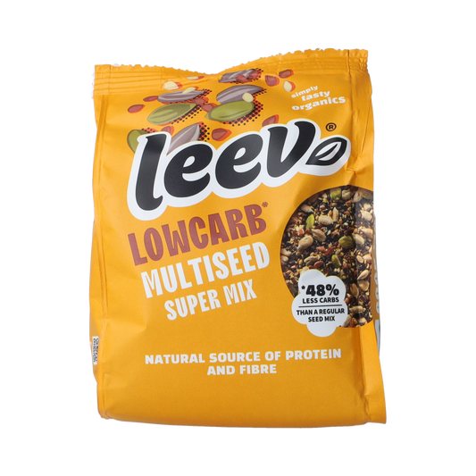 Leev Lowcarb multiseed bio bread, 300g, with visible multiseeds on crust, natural and wholesome appearance.