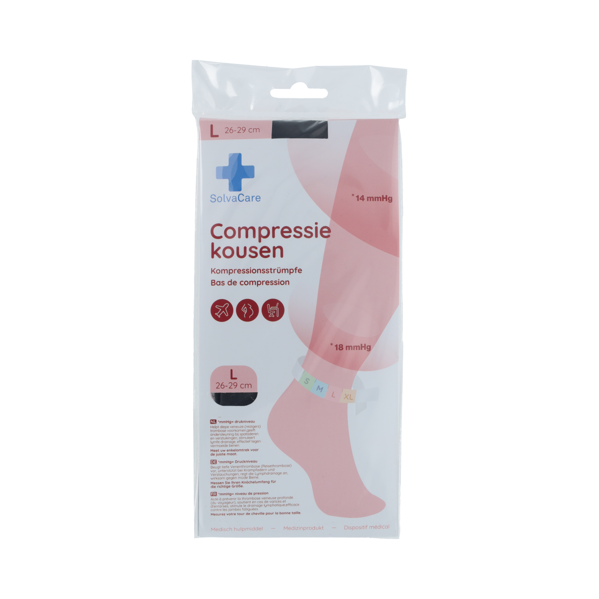 Solvacare Compressiekous zwart L 26 - 29 cm 1.00 Paar
