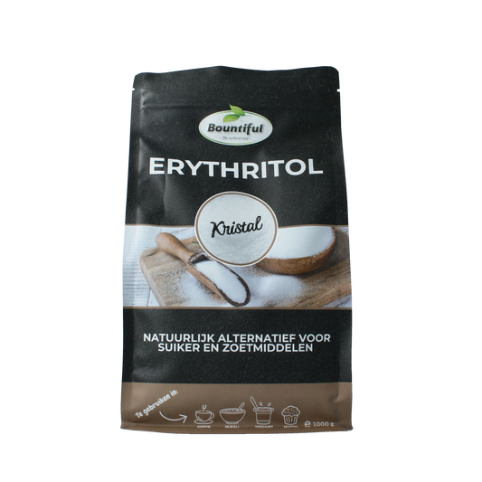 Bountiful Erythritol sweetener in a 1000g package, gluten-free sugar substitute, white granulated powder for baking and cooking