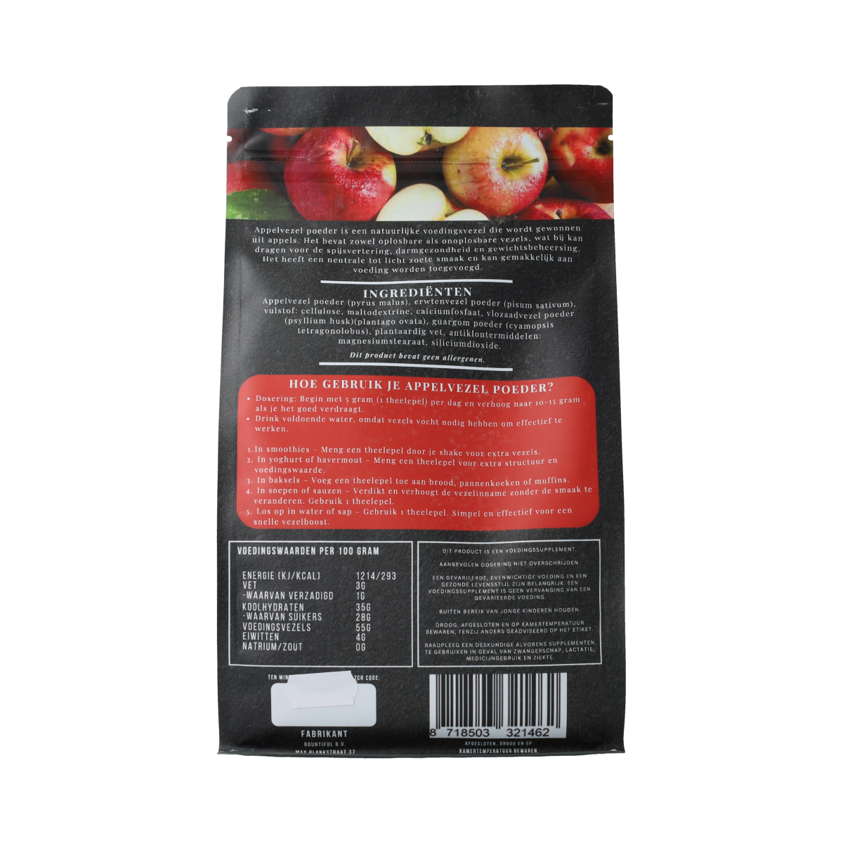 Bountiful Appelvezel poeder 500.00 Gram