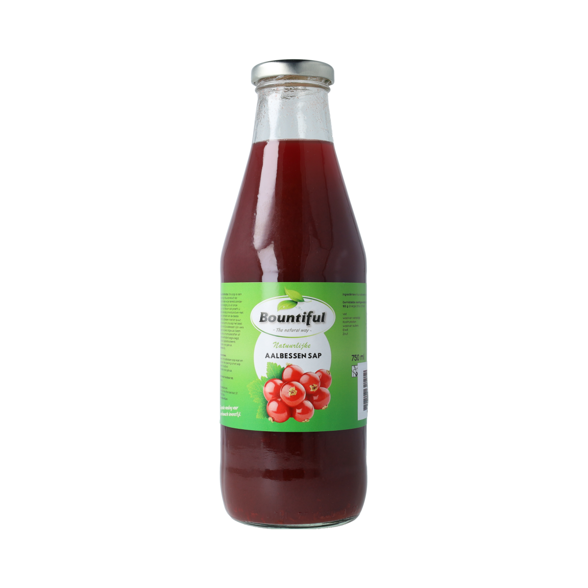 Bountiful Aalbessen sap in a 750ml bottle, fresh and vibrant berry juice from the Bountiful drink and juice collection.