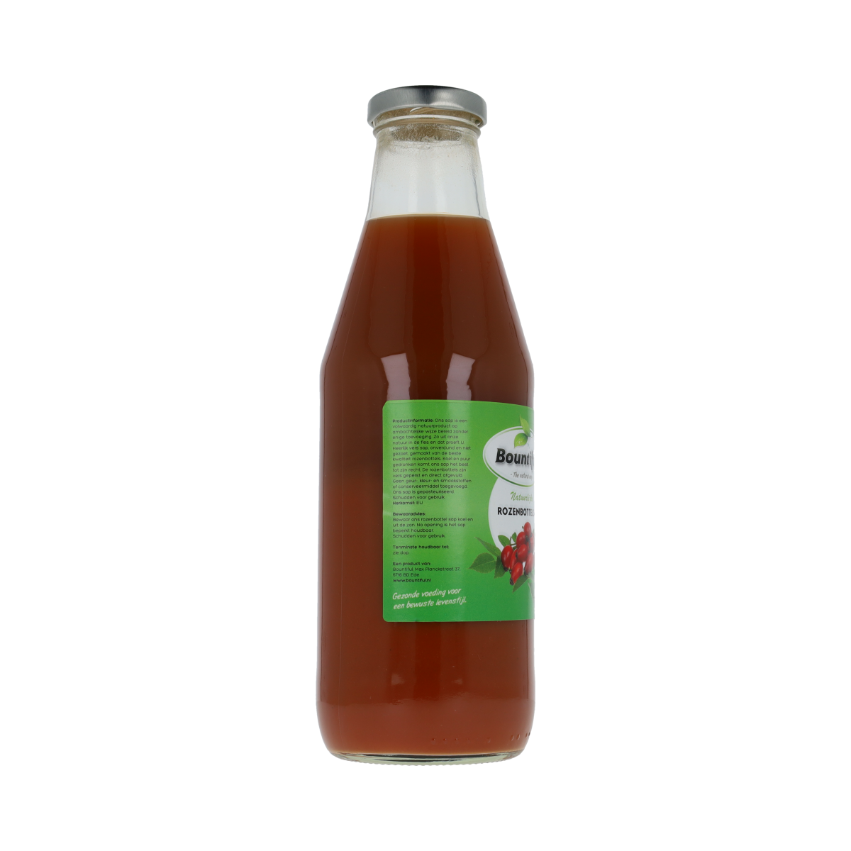 Bountiful Rozenbottelsap 750ml bottle of rosehip juice in clear plastic bottle with label, product from drinks and juices category