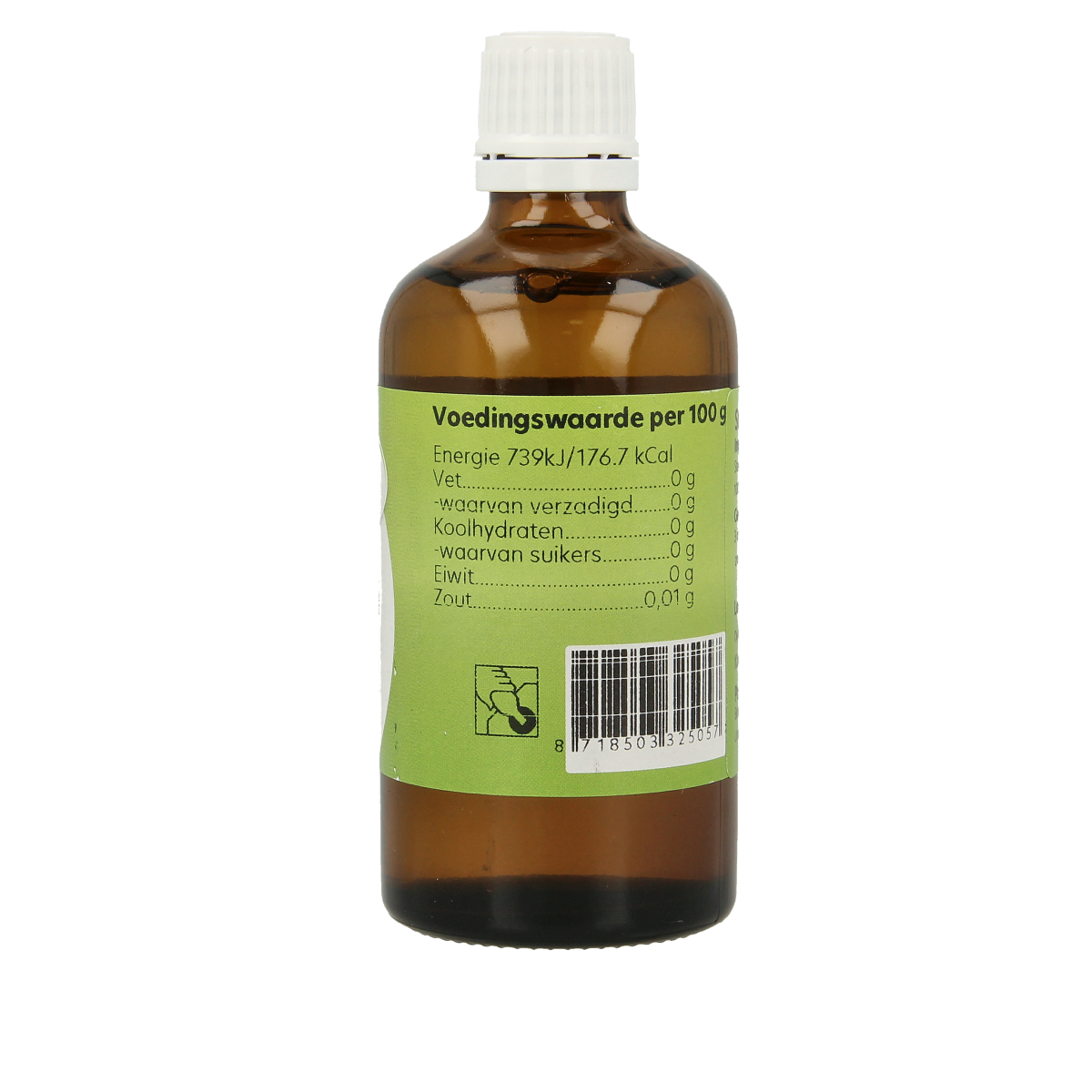 Bountiful Stevia vloeibaar in 100ml bottle, natural sweetener from Bountiful, with a clear liquid and measuring cap.