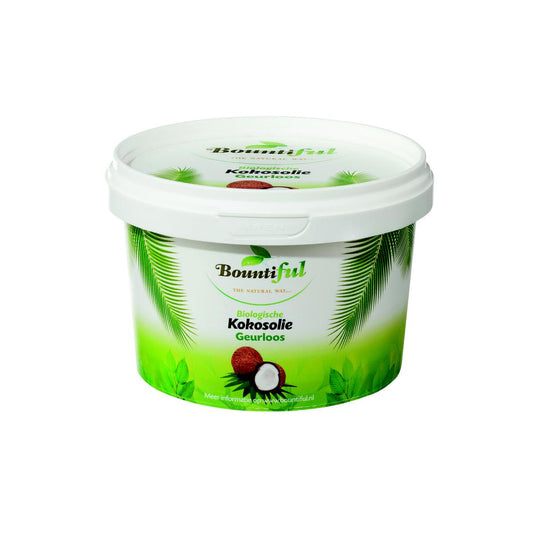Bountiful bio fragrance-free coconut oil in a 500ml bottle, natural cooking and skincare oil.