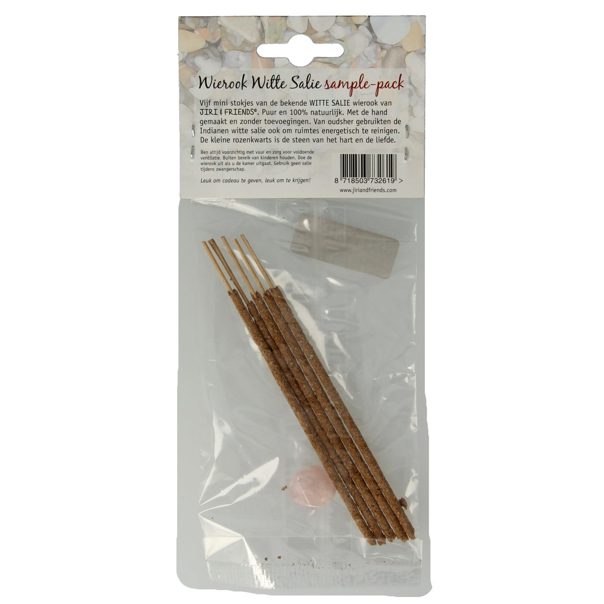 Mini white sage incense bag by Jiri & Friends, featuring natural scent for aromatherapy and spiritual cleansing.