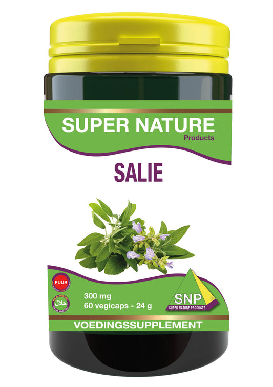 SNP Salie 300 mg pure herbal capsules, 60 vegetarian capsules, displayed in a clear bottle with label.