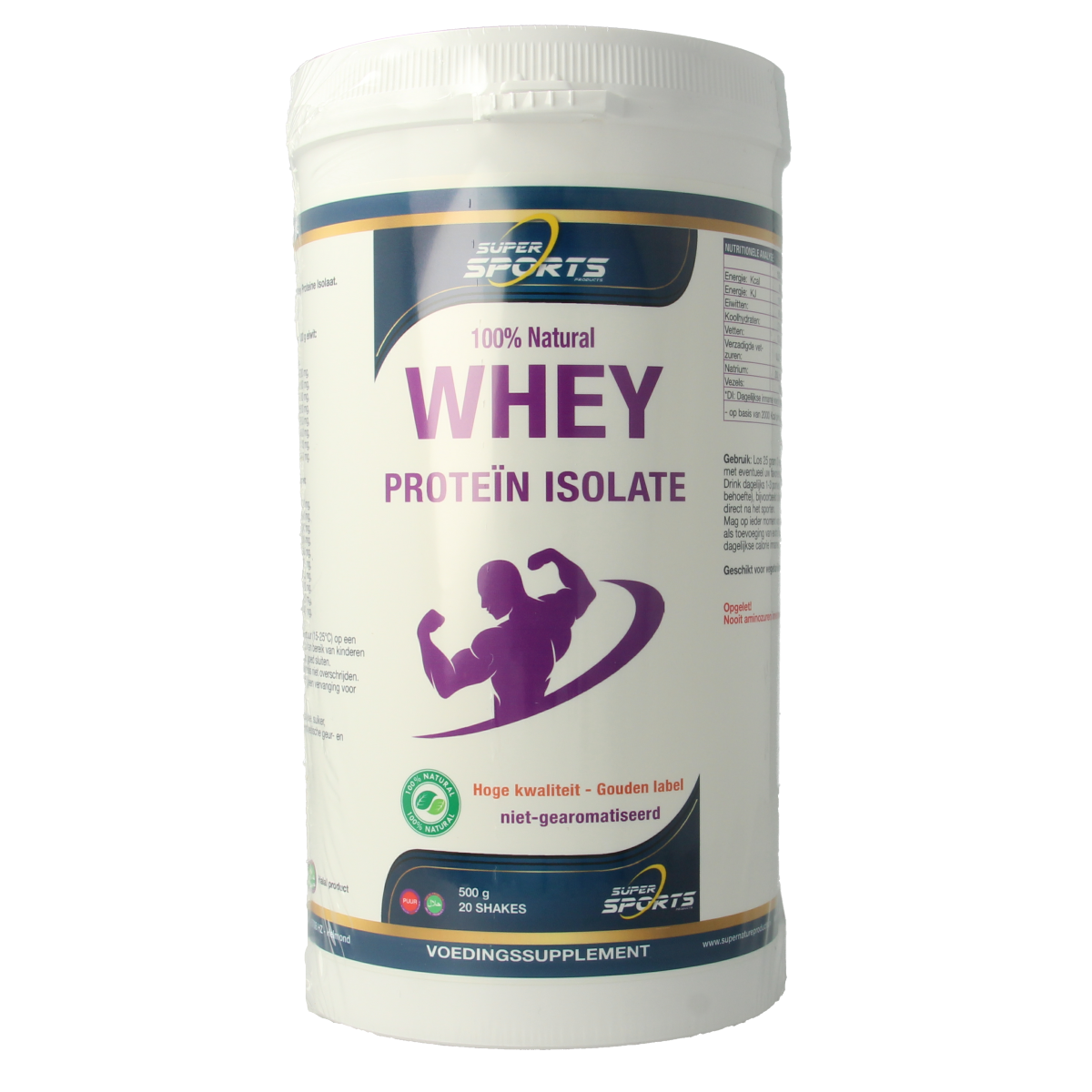SNP Whey Proteine Isolate 100% Natural amino acids supplement in 500g container, showing the product packaging.