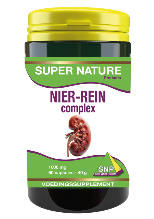 SNP Nier Rein Complex herbal supplement capsules in a bottle, designed to support kidney health and detoxification.