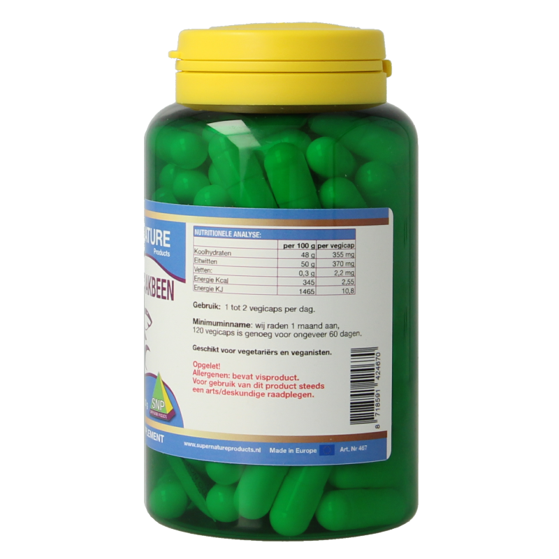 SNP Haaienkraakbeen 740 mg pure mineral capsules in a vegetarian bottle, shown in a close-up image of the product packaging.