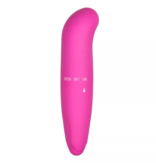 EasyToys Mini G-spot vibrator for erotiek, compact pink personal massager shown on white background.