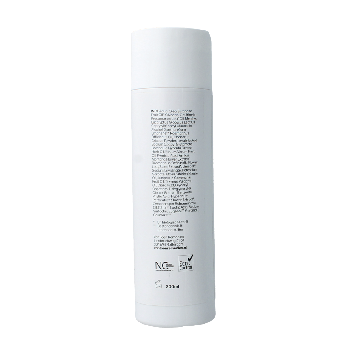 Van Toen Spierenspul 200ml herbal muscle and joint care product, bottle with label and cap visible.