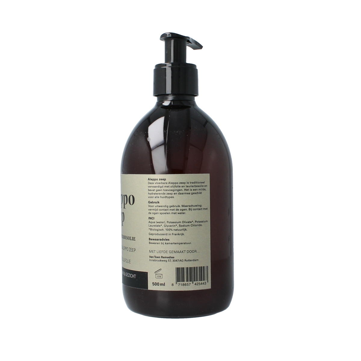 Van Toen Aleppo zeep 20% vloeibaar bio 500.00 Milliliter