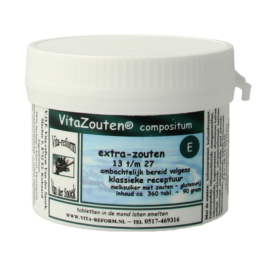 Vitazouten Compositum extra 13-27 mineral supplement tablets bottle with label showing product details.
