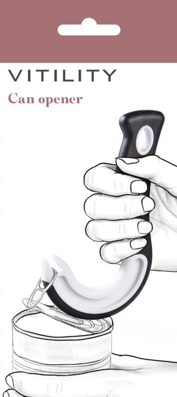 Vitility blikopener ring pull for opening canned goods, kitchen and dining tool, shown on white background.