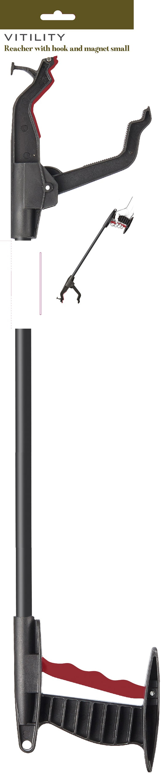 Vitility Grijper handi 61cm with hook and magnet, a handy assistive tool for daily living tasks.