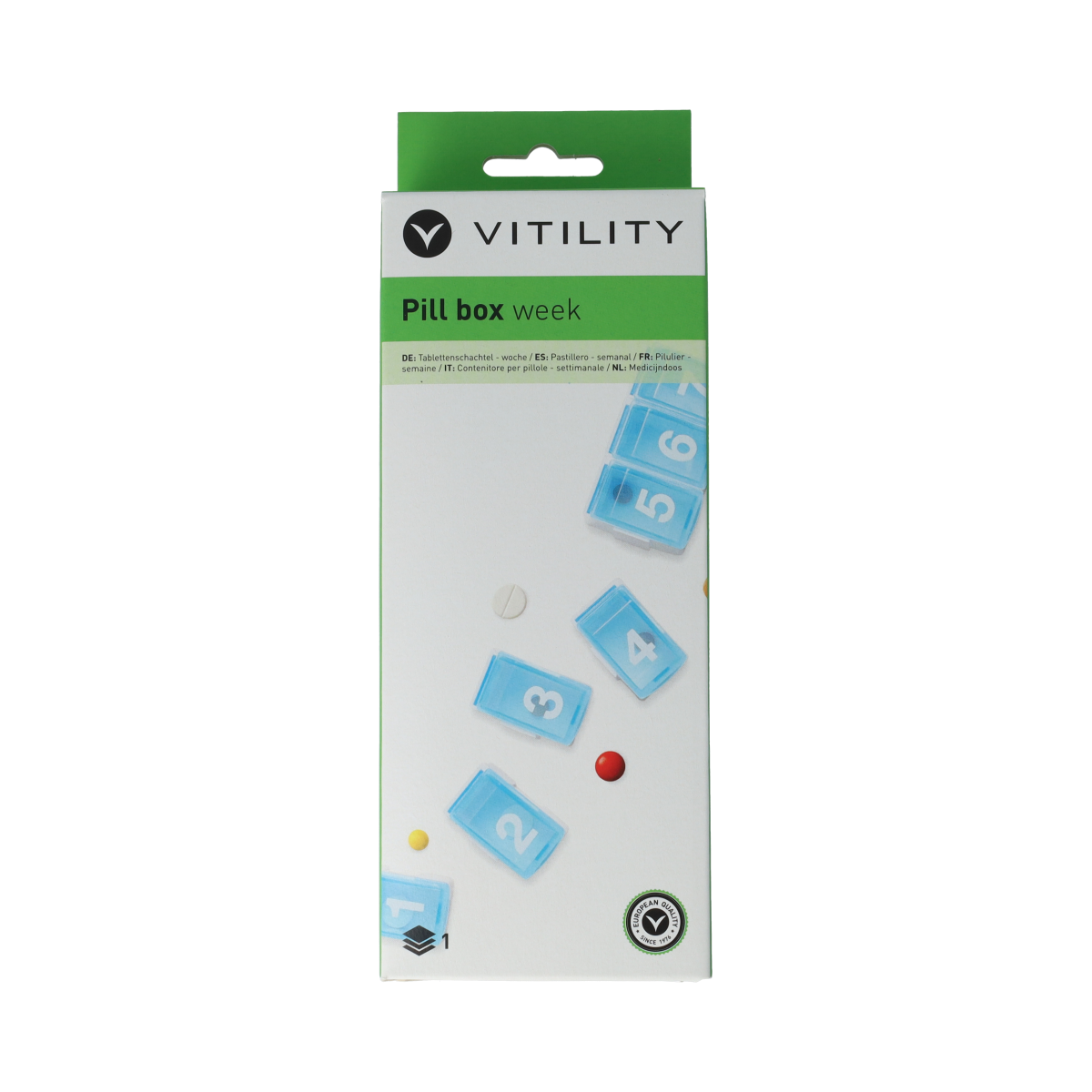 Vitility medicijnbewaardozen for organized medication storage, with a single compact medicine box.