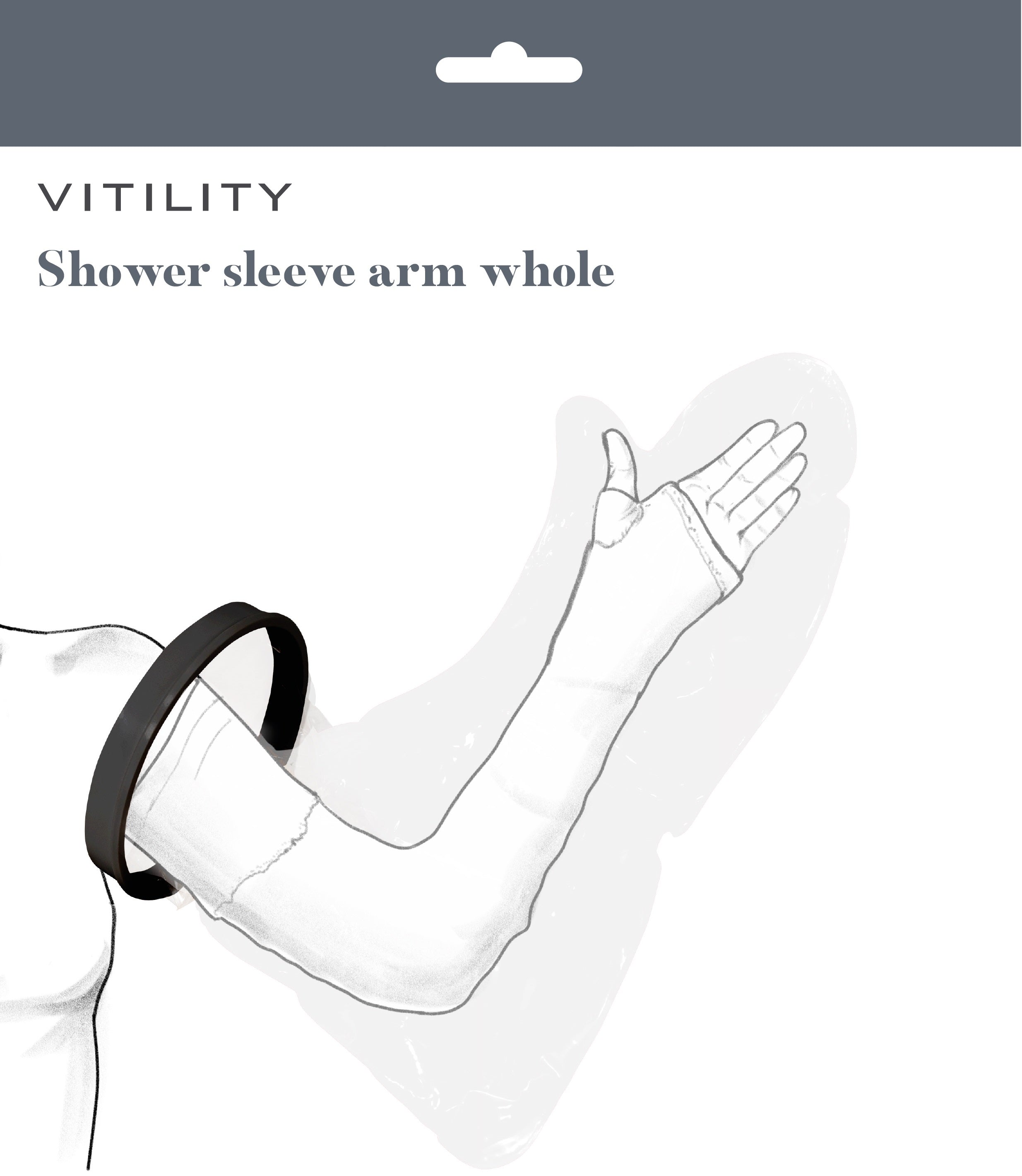 Vitility douchehoes arm and heel protectors, waterproof covers for bathing and showering, one piece, flexible and durable material.