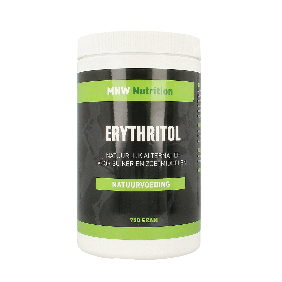Erythritol granulated sweetener in a 750g package from MijnNatuurwinkel, part of the sugars and sweeteners product line.