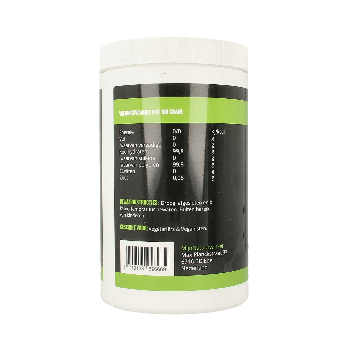 Erythritol sweetener from MijnNatuurwinkel in a 750g bag, natural sugar substitute for baking and cooking.