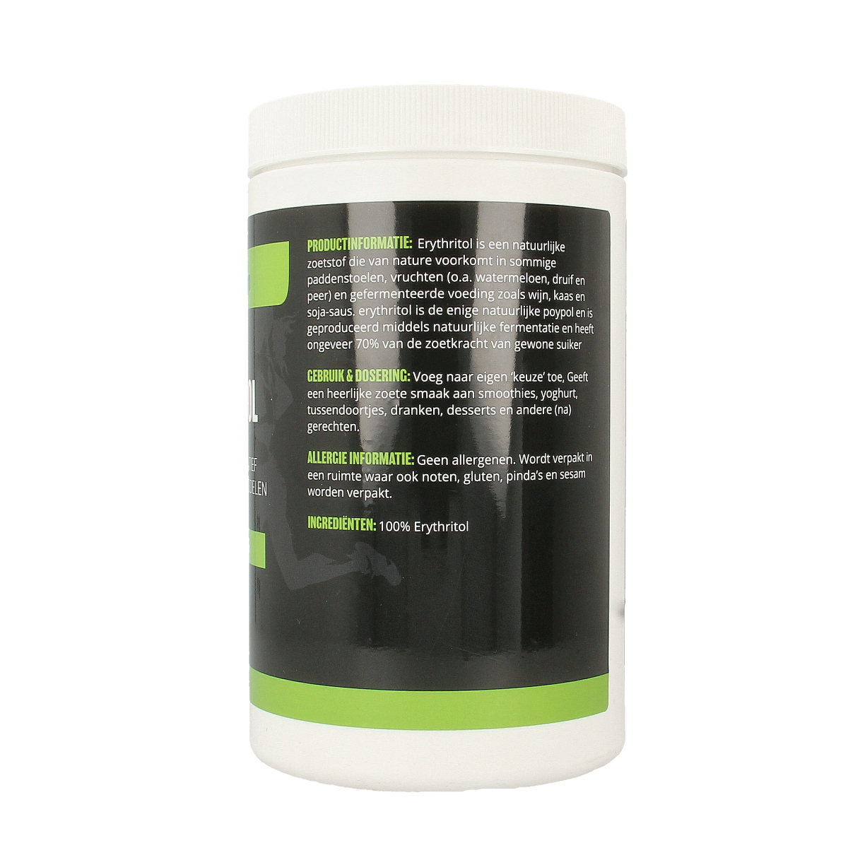Package of MijnNatuurwinkel Erythritol, 750g, a natural sweetener from the sugars and sweeteners category, with a white powder appearance.