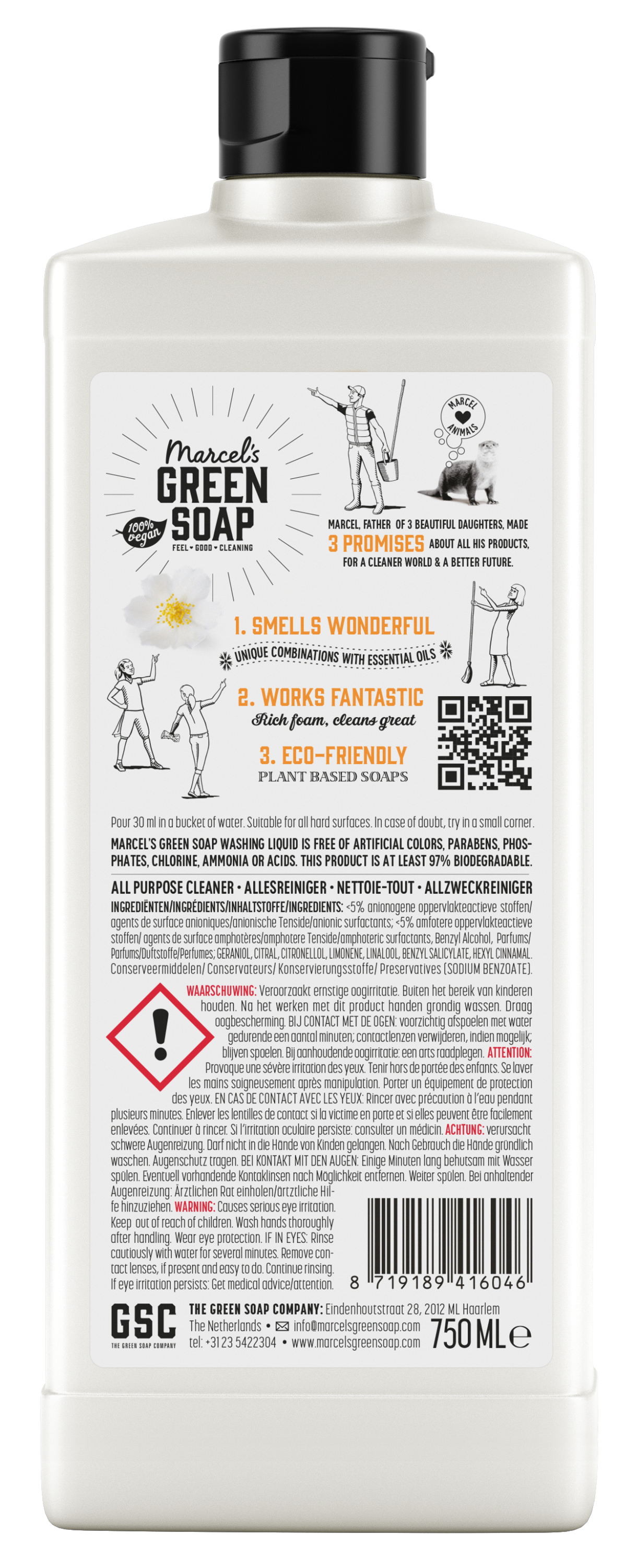 Marcel's Green Soap Allesreiniger sinaasappel & jasmijn 750 Milliliter