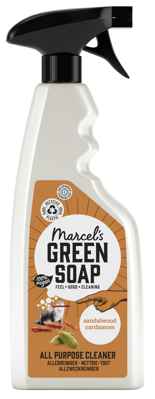 Marcel's Green Soap Allesreiniger spray with sandalwood and cardamom, 500ml, natural cleaning product in a spray bottle