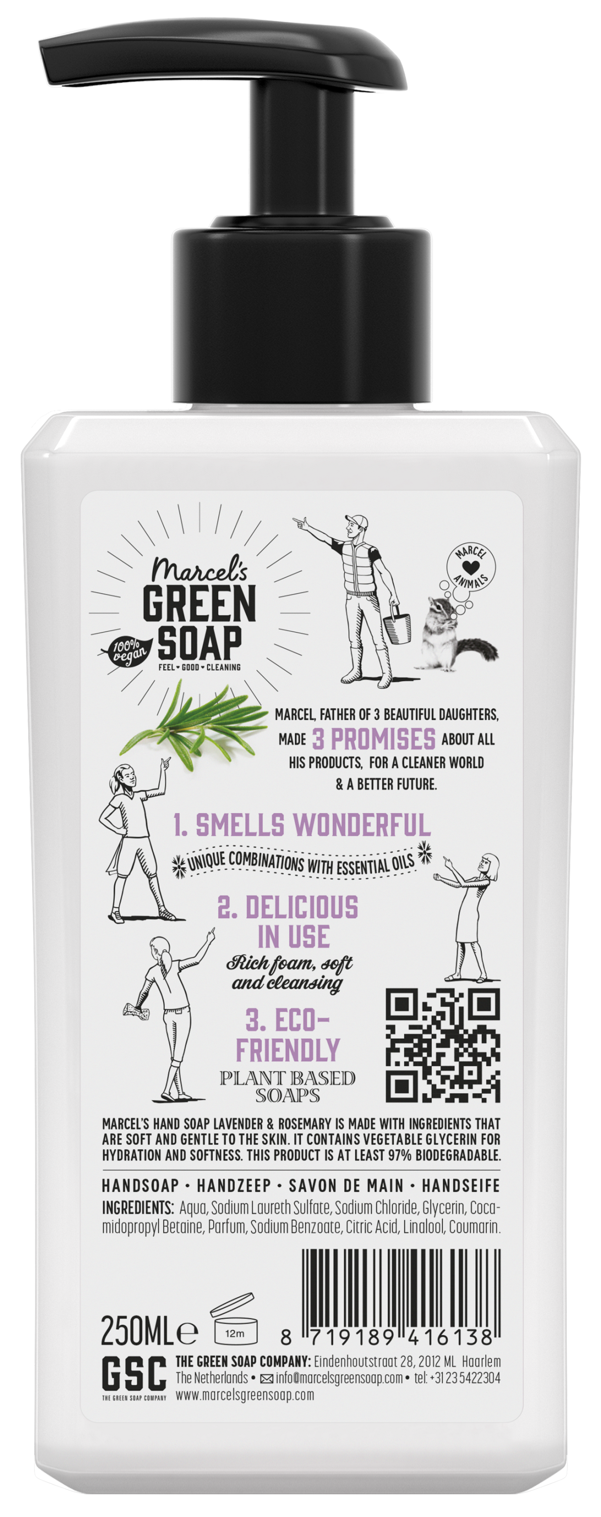 Marcel's Green Soap Handzeep lavendel & rozemarijn 250 Milliliter