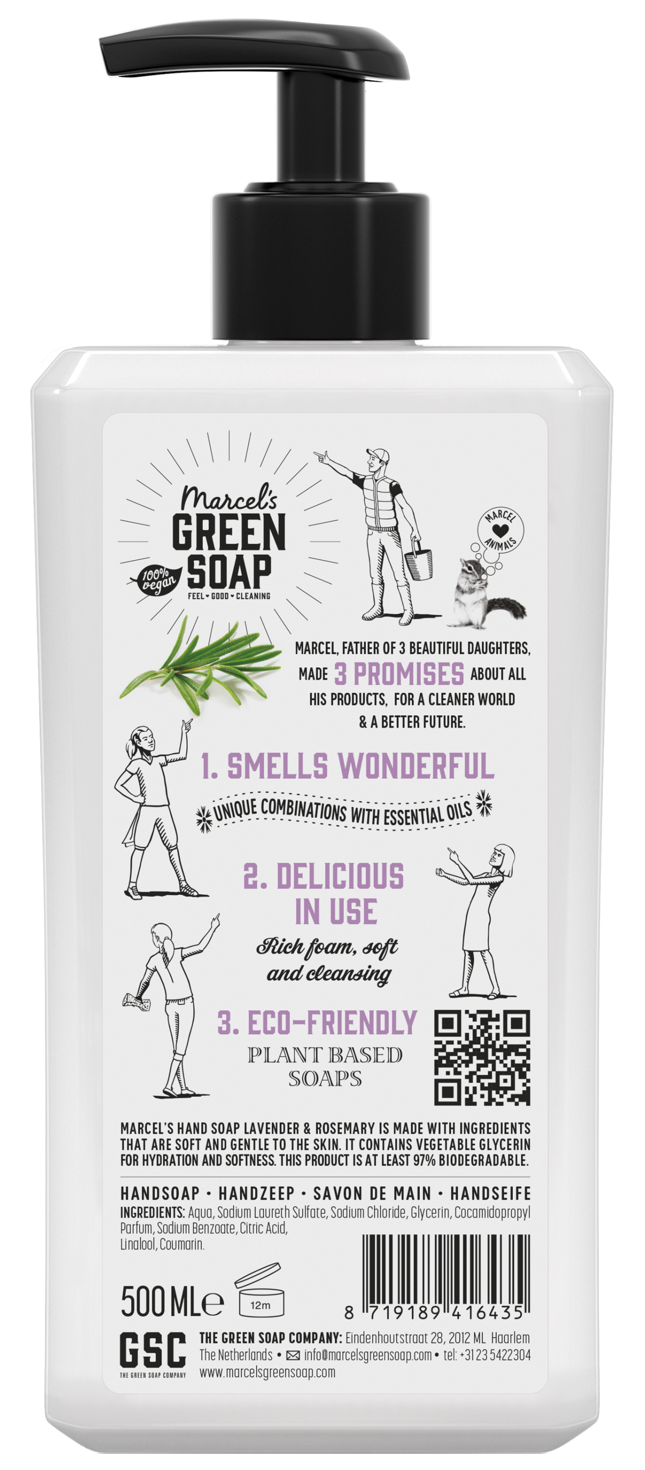 Marcel's Green Soap Handzeep lavendel & rozemarijn 500 Milliliter
