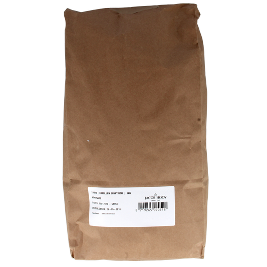 Jacob Hooy chamomile and matric flower herbal mix in a 1kg bag, traditional Dutch herbal blend for teas and remedies.