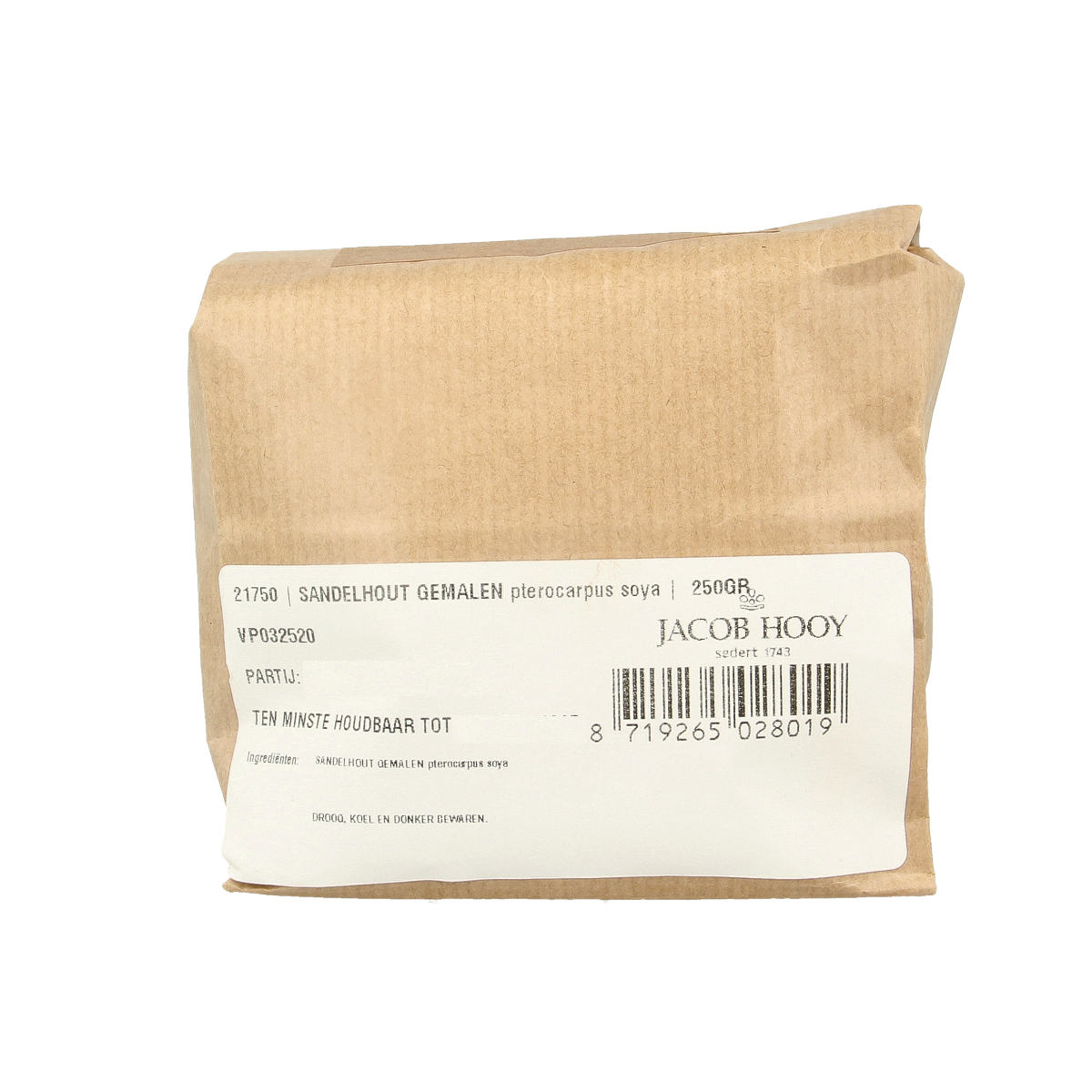 Jacob Hooy Sandelhout lichtrood gemalen 250.00 Gram