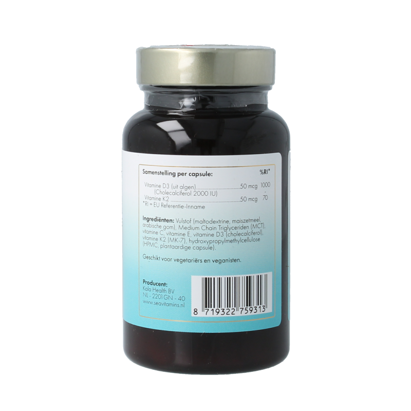 Sea Vitamins Vitamine D3 K2 uit zee 90 Vegetarische capsules