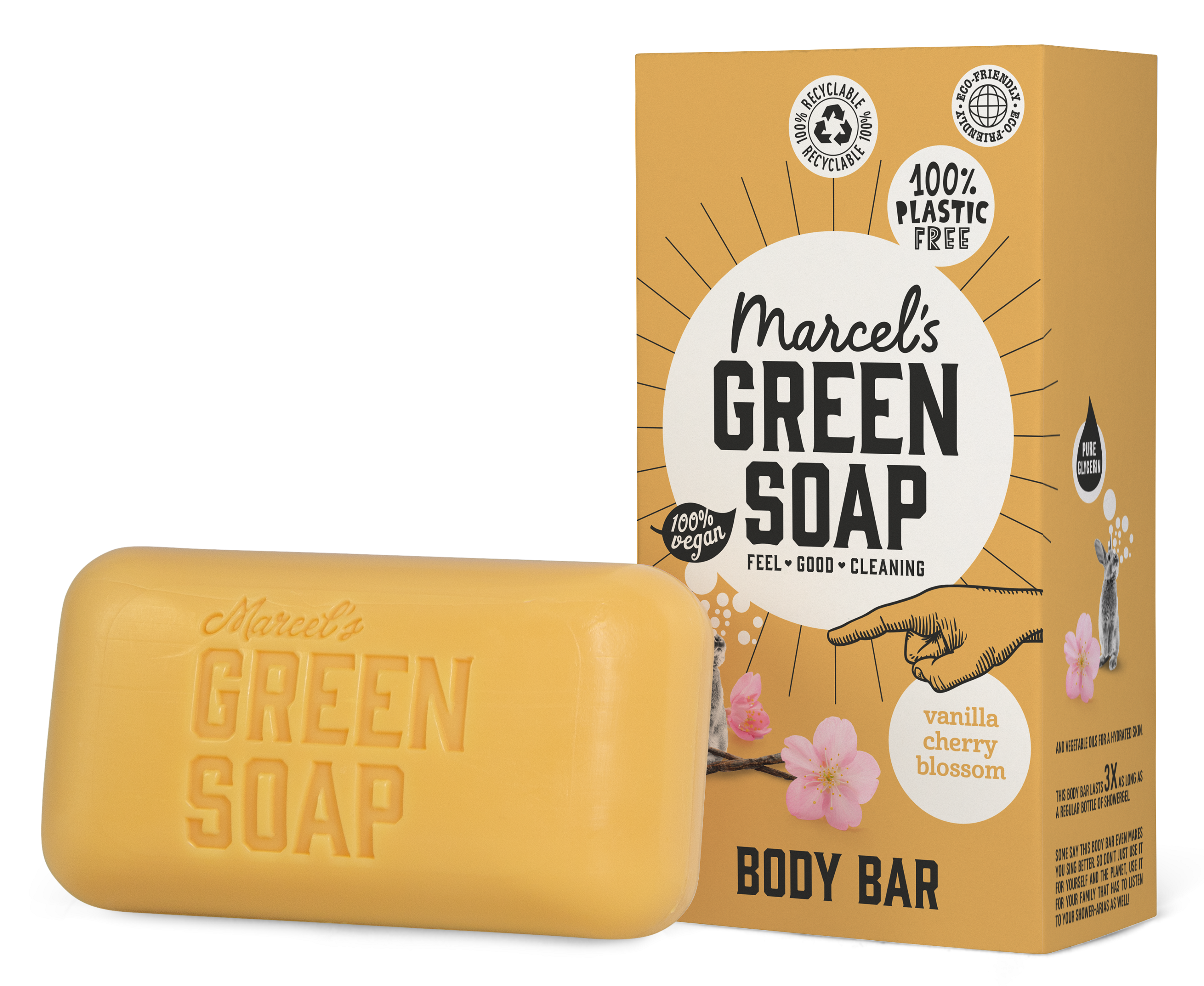 Marcel's Green Soap Shower bar vanilla & cherry 150 Gram
