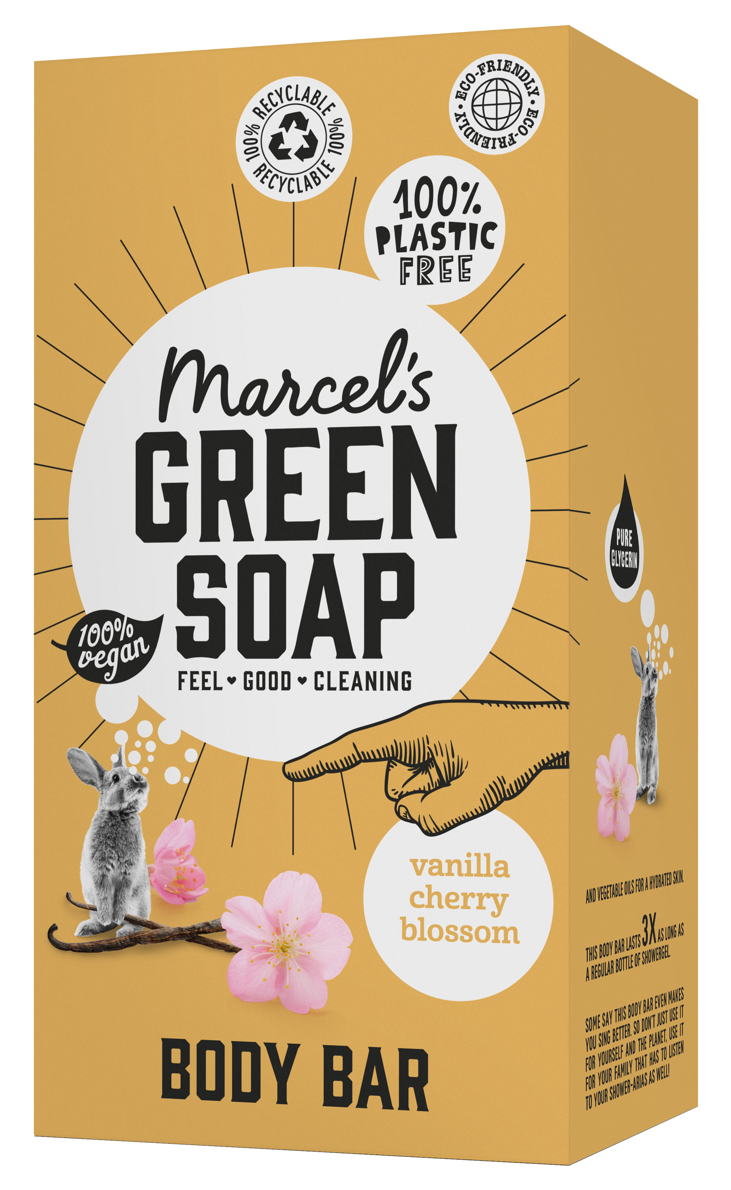 Marcel's Green Soap Shower bar vanilla & cherry 150 Gram