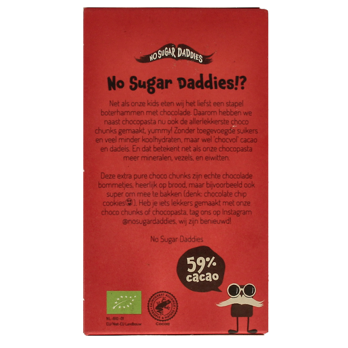 No Sugar Daddies Choco chunks extra puur bio 180.00 Gram