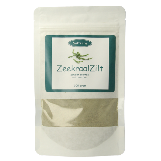 Salterra Zeekraalzilt fijn navulling, 100g, a fine salt and herbal blend from Salterra for culinary use.