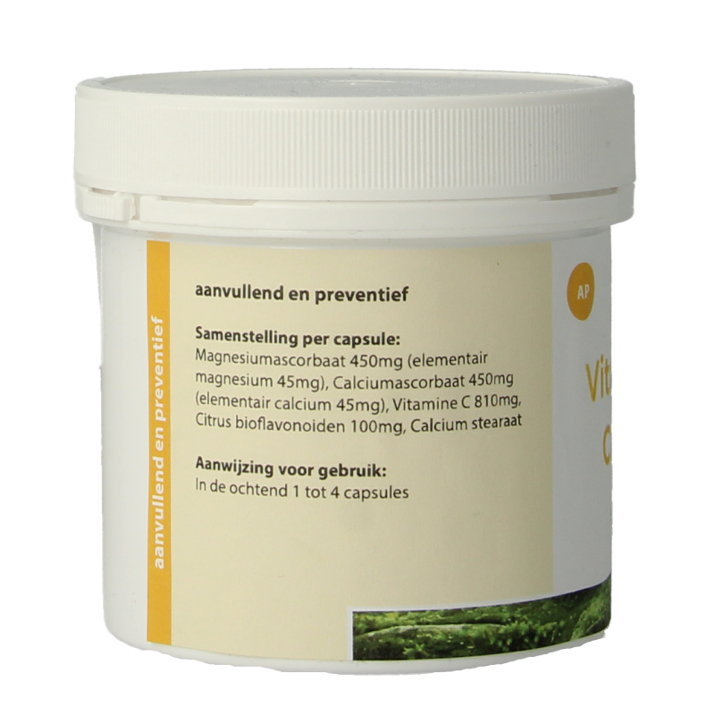 Natuurapotheek Vitamin C Calmag 1000 natural multivitamin capsules, 90 count, showing the supplement bottle and capsules.