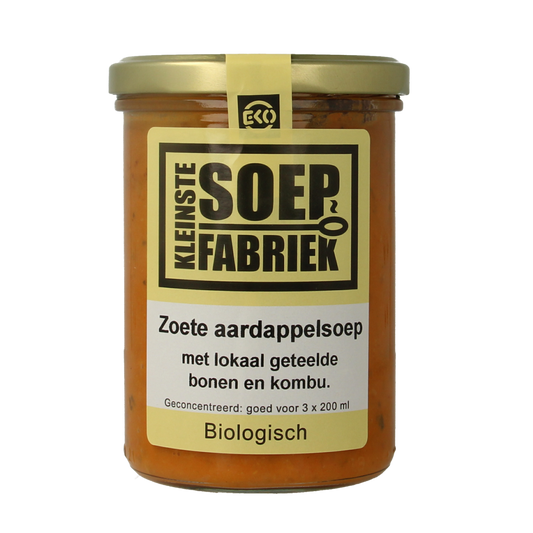 Kleinstesoepfabriek Zoete aardappelsoep met lokale bonen en kombu bio 400.00 Milliliter