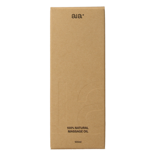 Aia* massage oil in 100ml bottle, natural body care product with a clear label, designed for relaxing massage and skin nourishment.
