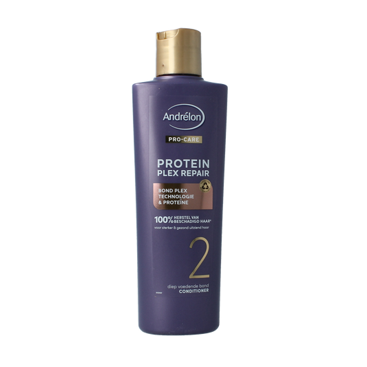 Andrelon Pro Care Protein Plex Repair Conditioner bottle, 250ml, Haarverzorging product with green and white packaging.
