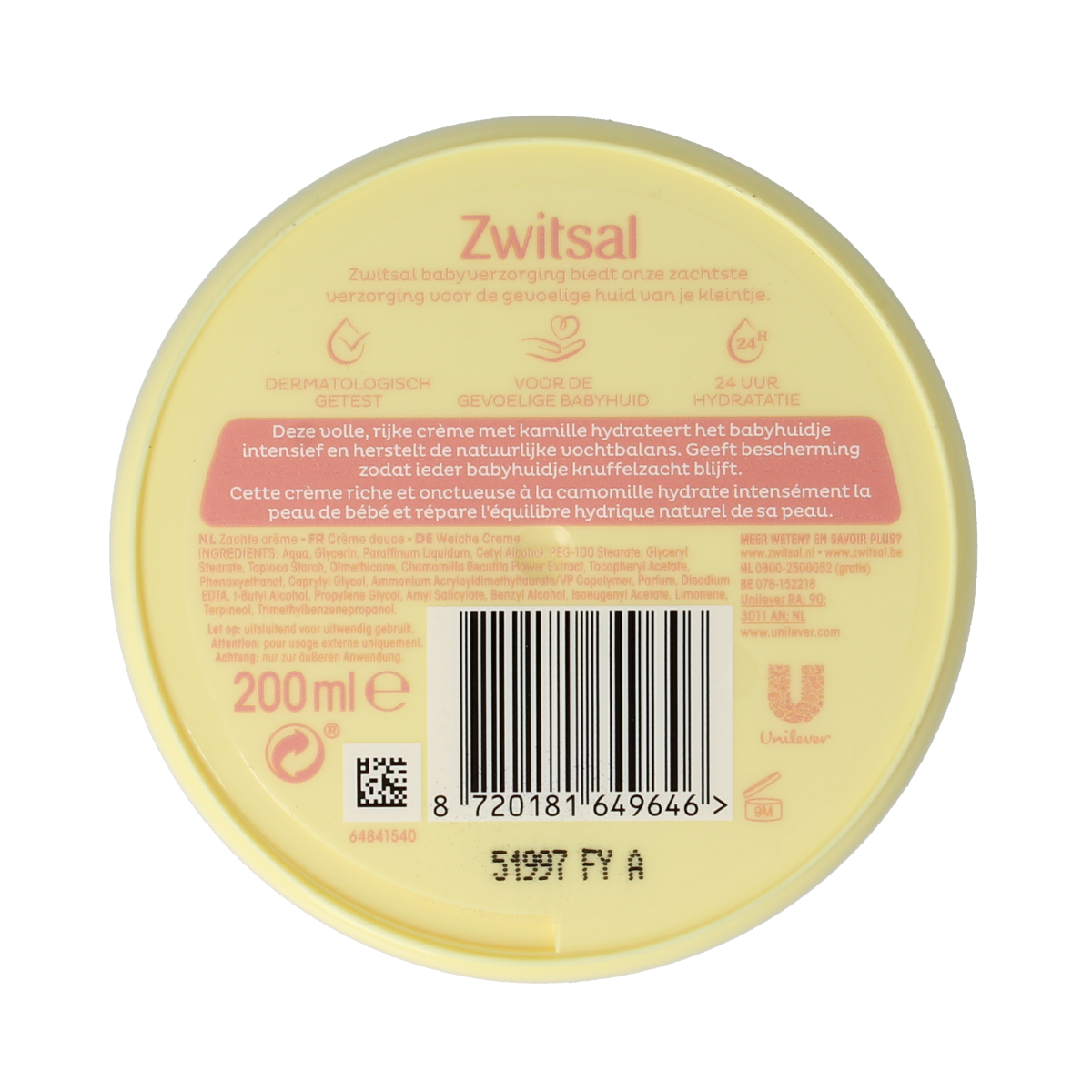 Zwitsal Zachte creme pot 200.00 Milliliter