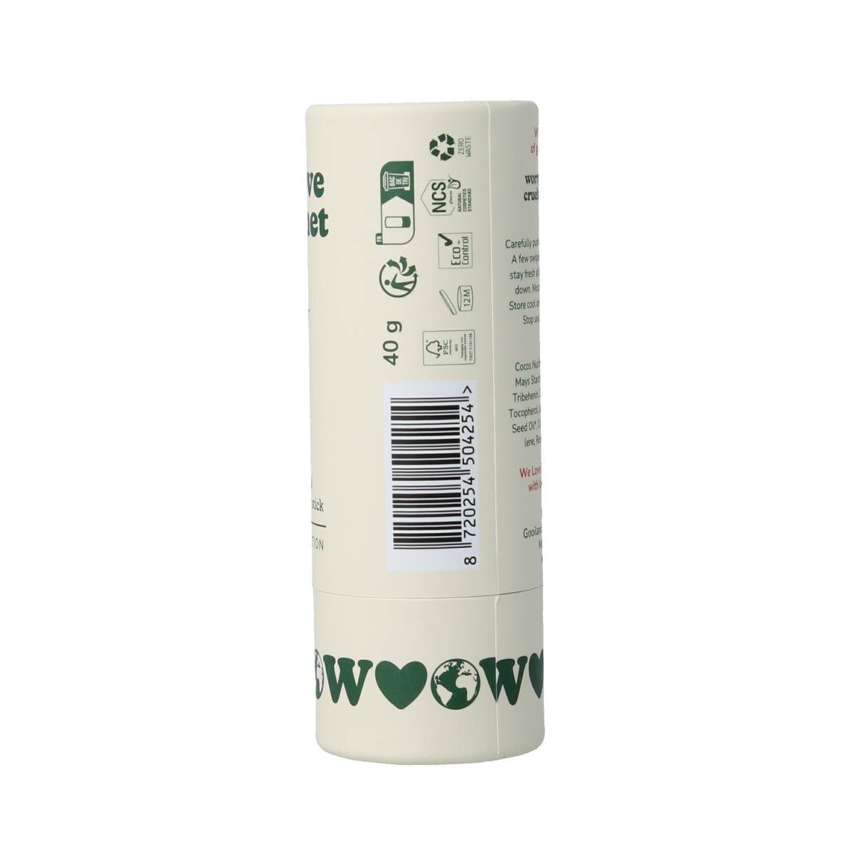 We Love Deodorant stick in sweet rose scent, 40g, with a white and pink packaging, designed for fresh, floral fragrance.